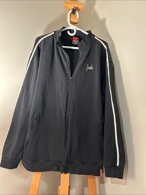 fresh Black Athletic Track Jacket with White Sleeve Stripes